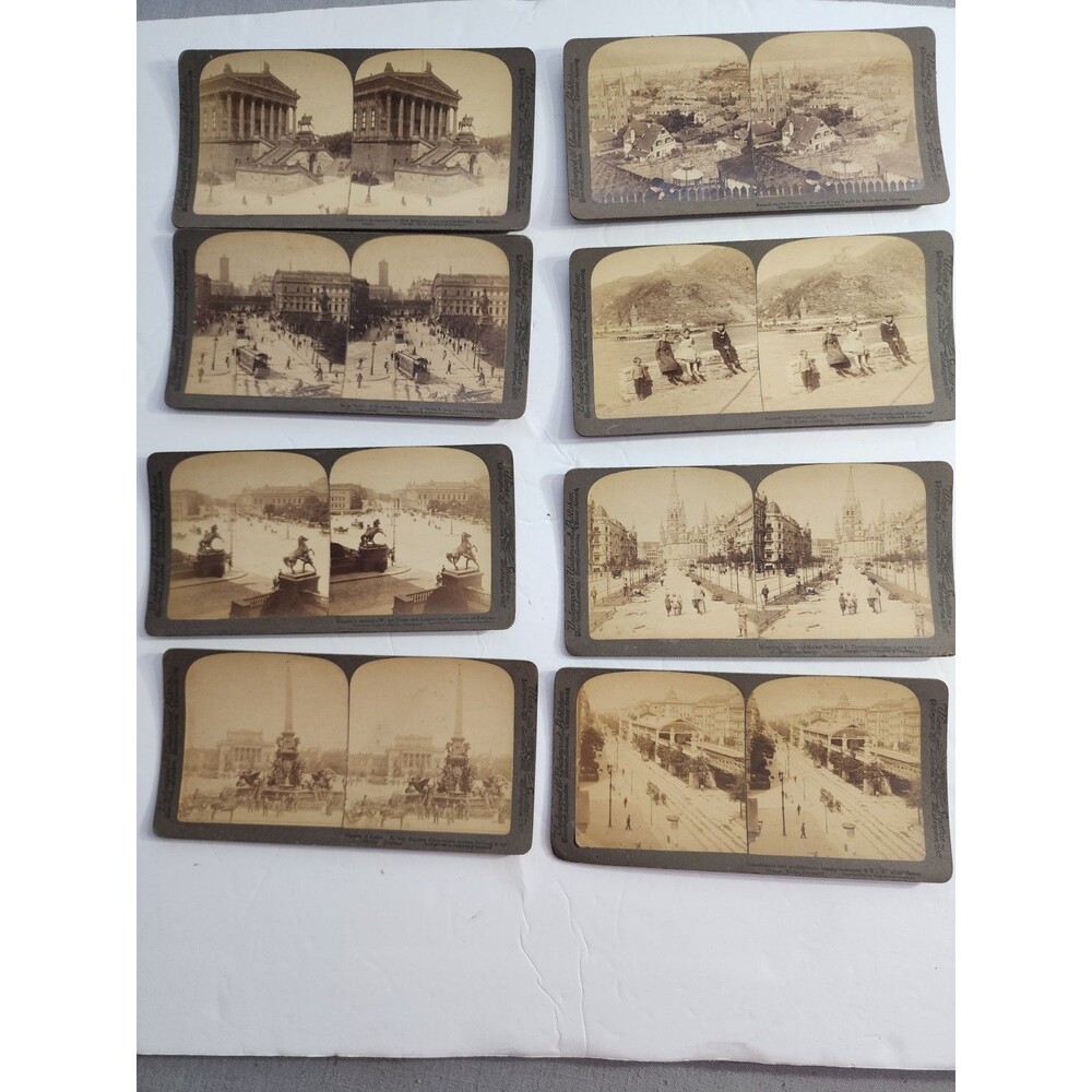 Lot of 8 Antique Underwood Stereoview Cards Germany Berlin Hamburg Landmarks